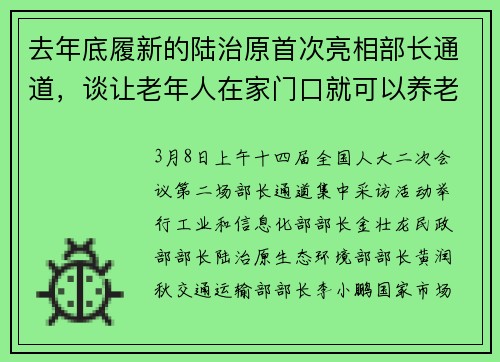 去年底履新的陆治原首次亮相部长通道,谈让老年人在家门口就可以养老