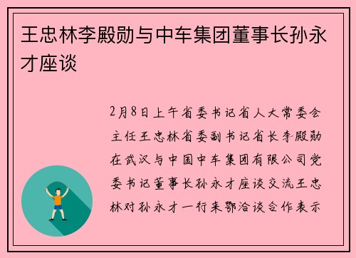 王忠林李殿勋与中车集团董事长孙永才座谈