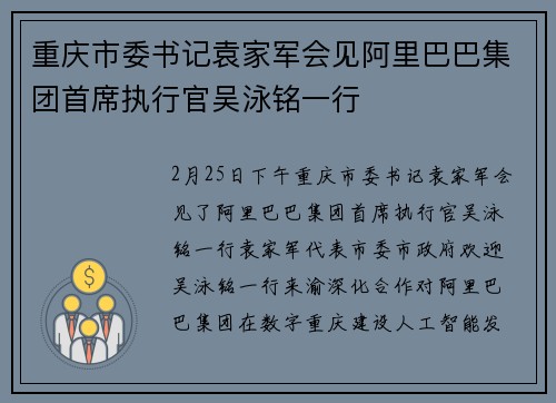 重庆市委书记袁家军会见阿里巴巴集团首席执行官吴泳铭一行