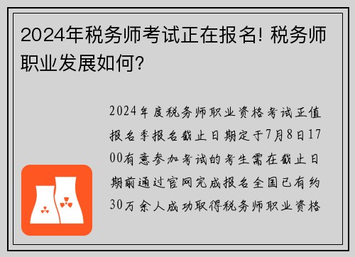 2024年税务师考试正在报名! 税务师职业发展如何？